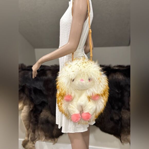 Cute Hedgehog Multi Use Bag/Real Shearling Crossbody/Backpack/Plushie/Pillow - Picture 2 of 16
